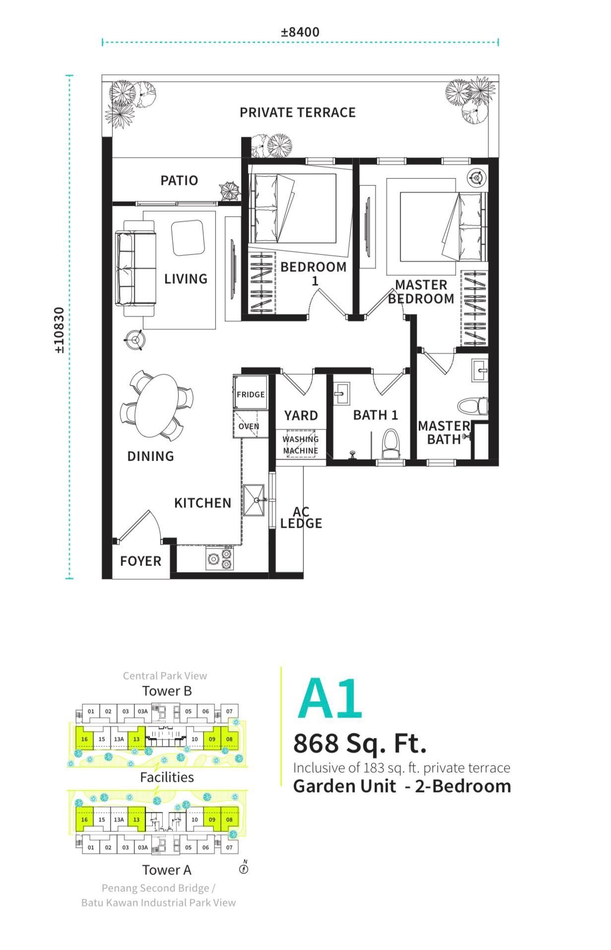 Type A1 floor plan Versa Batu Kawan
