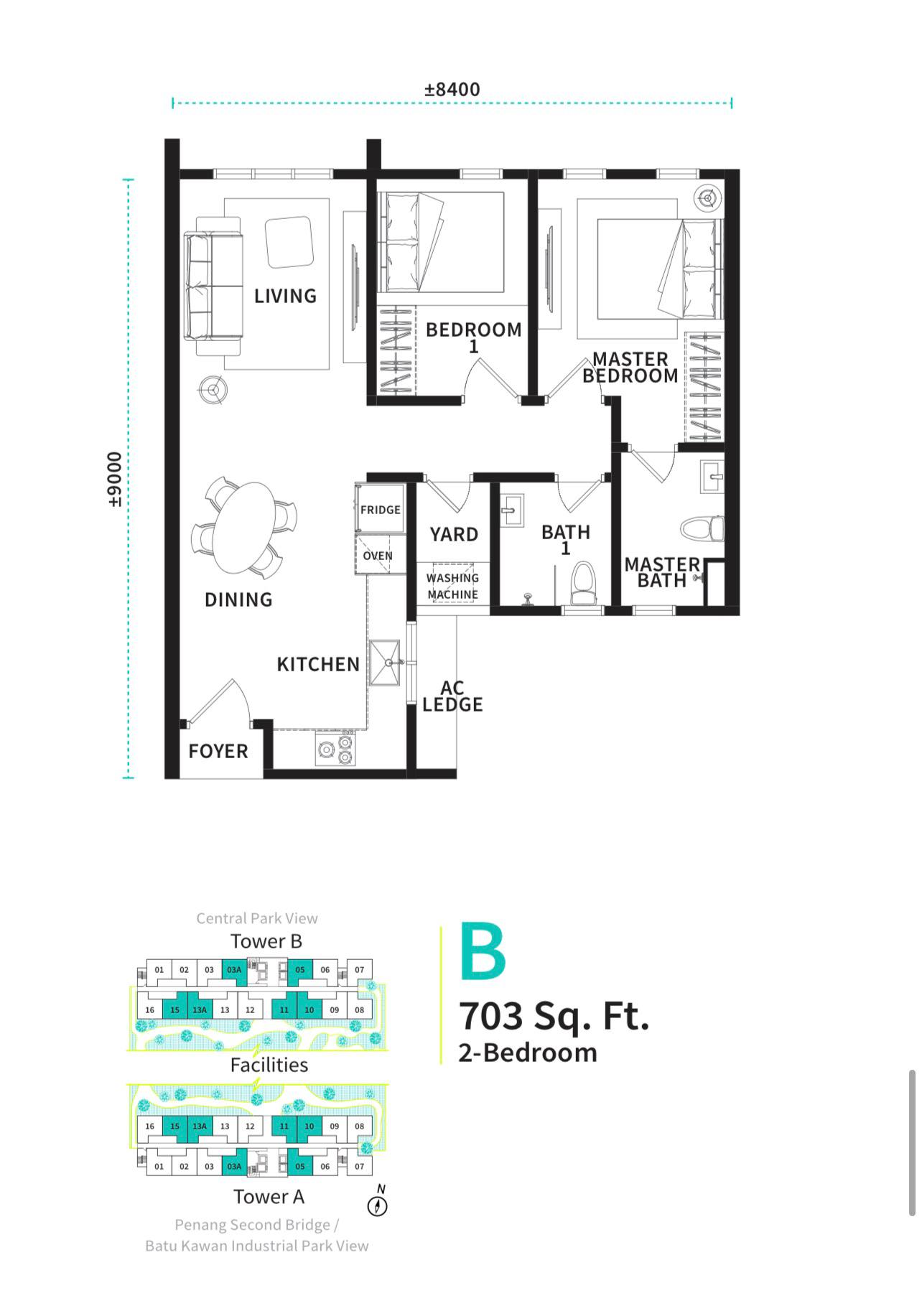 Type B floor plan Versa Batu Kawan